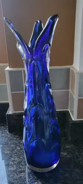 Large Heavy Cobalt Blue Vase Murano