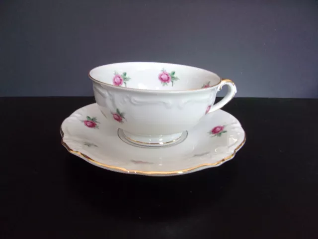 Winterling WIG 39 Bavaria Germany Cup and Saucer ~ Pink Roses ~ Gold Trim