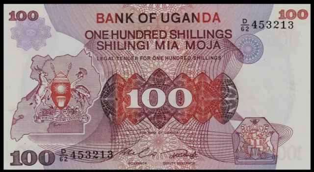 🇺🇬 Uganda - 100 Shillings 1982 UNC *** Pick 19b Bank Note