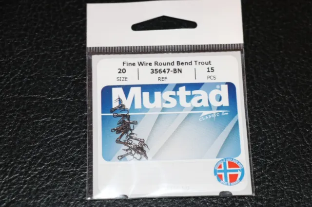 15 PACK MUSTAD 35647BN Black Nickel Size 20 Round Bend Treble Hooks Trout  $4.99 - PicClick