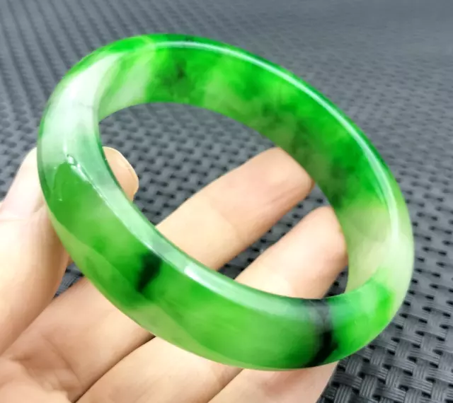 54mm Icy Green Natural Jade Jadeite Carved Bangle Bracelet Jade Bracelet A55