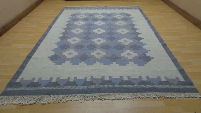 Large Turkish CARPET RUG HAND MADE WOOL KILIM Contemporary design 9ft 6" x 6ft 7