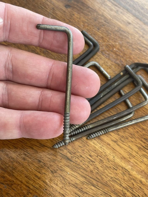 Vintage Lot Of 11  Screw In Wall Hook Primitive Coat Closet Tool Hardware Cabin