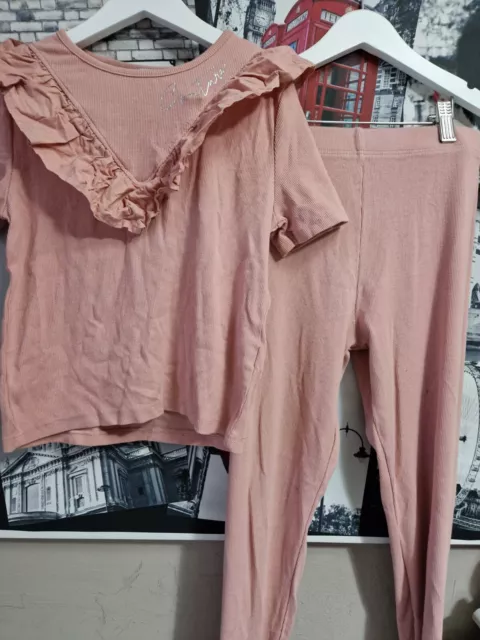 Girls River Island Pink Lounge Outfit Ruffle Detail Age 11-12 Years