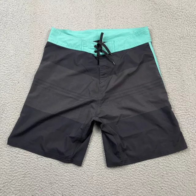 Burnside Board Shorts Mens 34 Black Blue Surf Swim Trunks Bathing Bottom