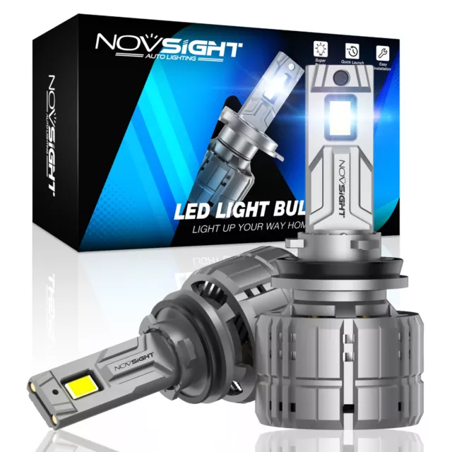 NOVSIGHT 2X H9 H8 H11 LED Headlight Bulbs 200W 40000LM Hi/Lo Canbus Free 6500K