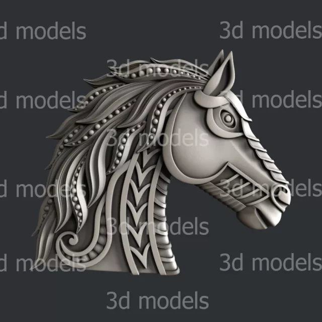 3d STL models for CNC, Artcam, Aspire, horse decor