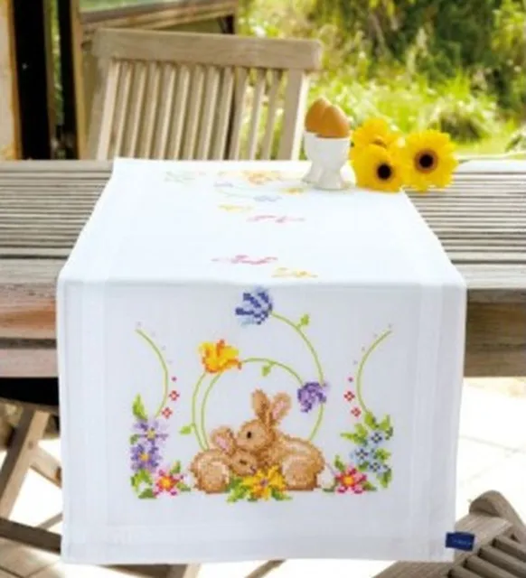 Vervaco Printed Table Runner Embroidery Package " Rabbit " PN-0146336