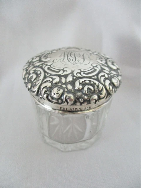 Antique, UNGER BROTHERS, STERLING SILVER, PANELED, VANITY JAR 1890, LOVELY ! Antique, UNGER BROTHERS, STERLING SILVER, PANELED, VANITY JAR 1890, LOVELY !