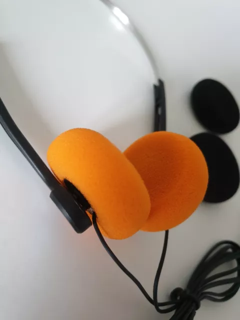 Casque audio Walkman Noir mousses oranges style vintage 80 - 90 Neuf + mousses N 2