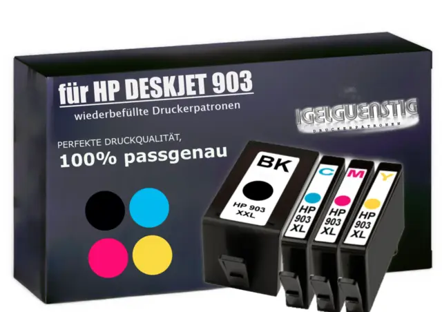 4 cartucce stampante 903XL per HP OfficeJet Pro 6974, Pro 6975 ricarica all-in-one
