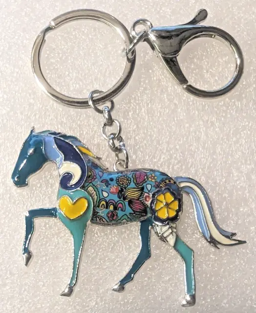 Horse Teal Blue Multicolor Key Ring Enamel Alloy Keychain Jewelry
