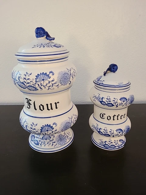 Vintage Blue Onion Canisters