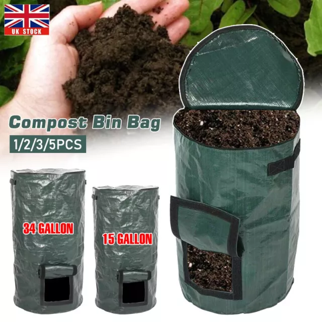 Heavy Duty Garden Waste Bags 127L Reusable Gardening Leaf Large Compost Bin Bag