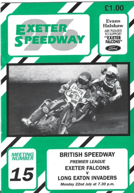Exeter V Long Eaton 22/7/1996 Blank Speedway Programme