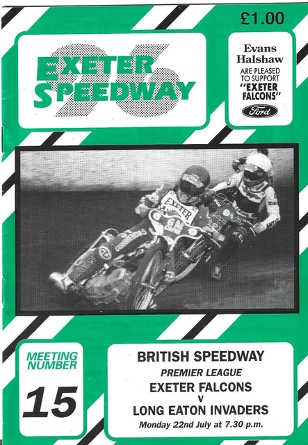 Exeter V Long Eaton 22/7/1996 Blank Speedway Programme