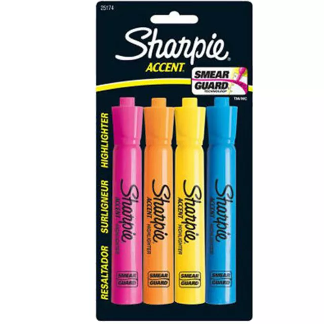 New Sharpie Accent Tank-Style Highlighters, 4 Colored Highlighters