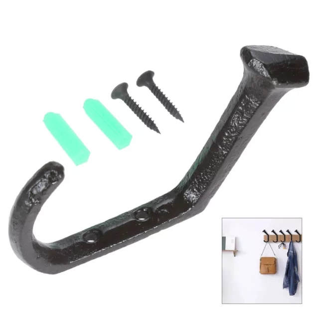 4.4'' Rusty Cast Iron Hooks Coat Hat Wall Heavy Duty Restore School Farm Towel