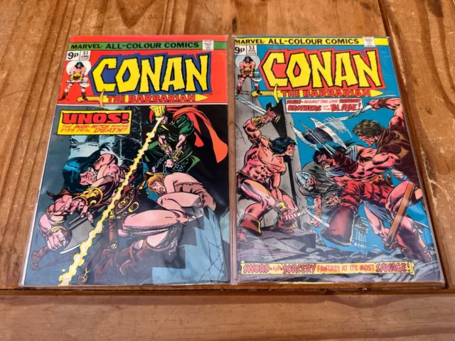 Marvel Conan the Barbarian Comic #51 June #53 August 1975 - Both Sleeved