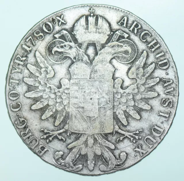 AUSTRIA, MARY THERESA SILVER THALER (1780) POSTHUMOUS BULLION ISSUE aEF