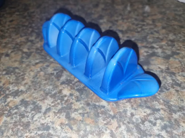 Lovely Vintage  Art Deco Shaped Blue Ceramic Toast Rack