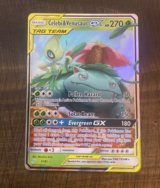 Pokemon Celebi & Venusaur GX Tag Team S&M Team Up 1/181 Near Mint - Mint