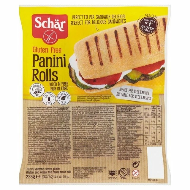 Schar Gluten Rouleaux Panini Libre 225G (Paquet de 2)