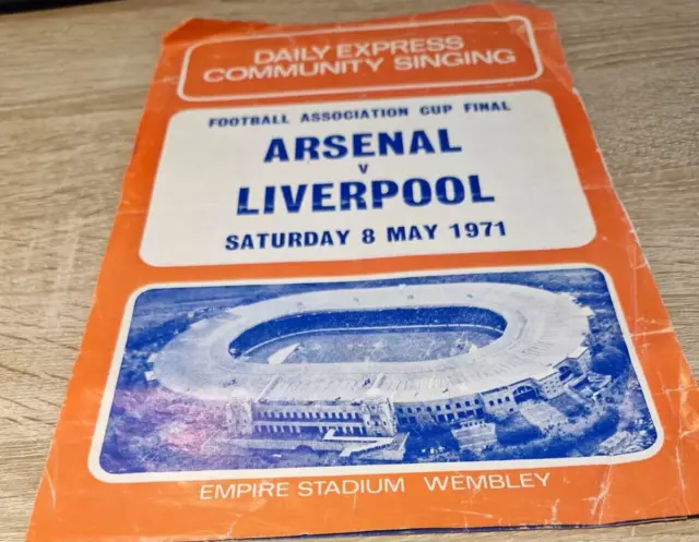 Fa Cup Final 1971- Arsenal V Liverpool- Song Sheet