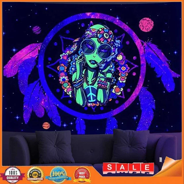 Alfombra fluorescente atrapasueños extraterrestres decoración de alfombra colgante de pared