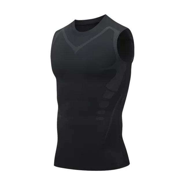 MENS COMPRESSION ARMOUR Base Layer Top Sleeveless Thermal Gym Sports ...
