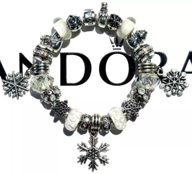 Authentic PANDORA Silver Charm Bracelet with Charms WINTER WONDERLAND EE67