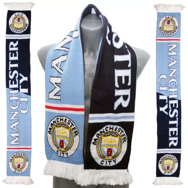 Manchester City Scarf Sky Blue & Navy Great Gift Idea Fan Original Product