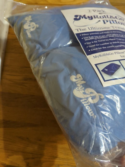 MyPillow Set Of 2 Roll & Go Travel Pillows, Daybreak Blue New Sealed Package 2