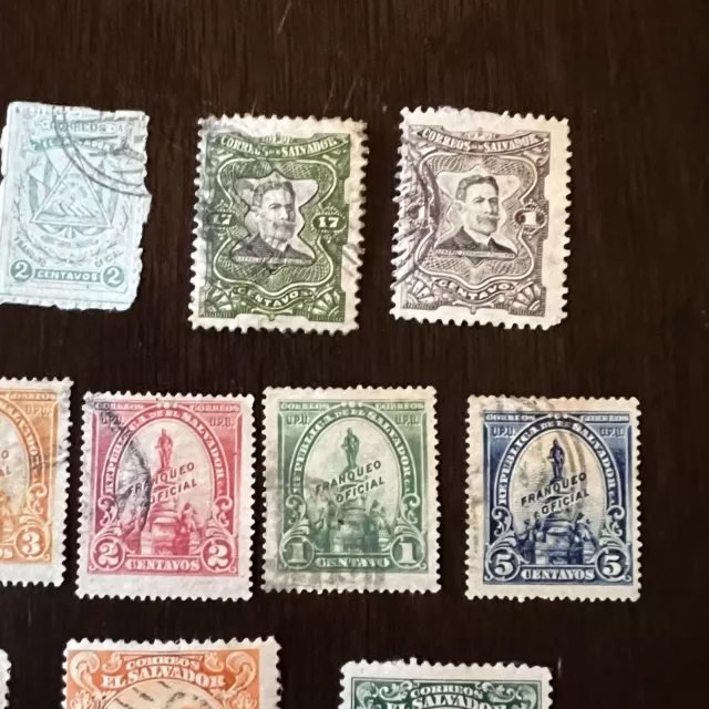 Lot Of 12 Different Early El Salvador Used Stamps 3