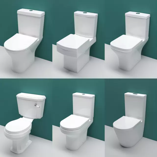 AICA Bathroom  Close Coupled Toilet Pan & Cistern  & Soft Close Seat Ceramic WC