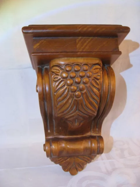 Vintage Hand Carved Solid Oak Wood Sconce Corbel Wall Shelf