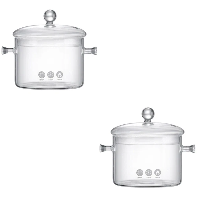 2 un. olla de cocina de fideos vidrio olla de guiso con tapa transparente