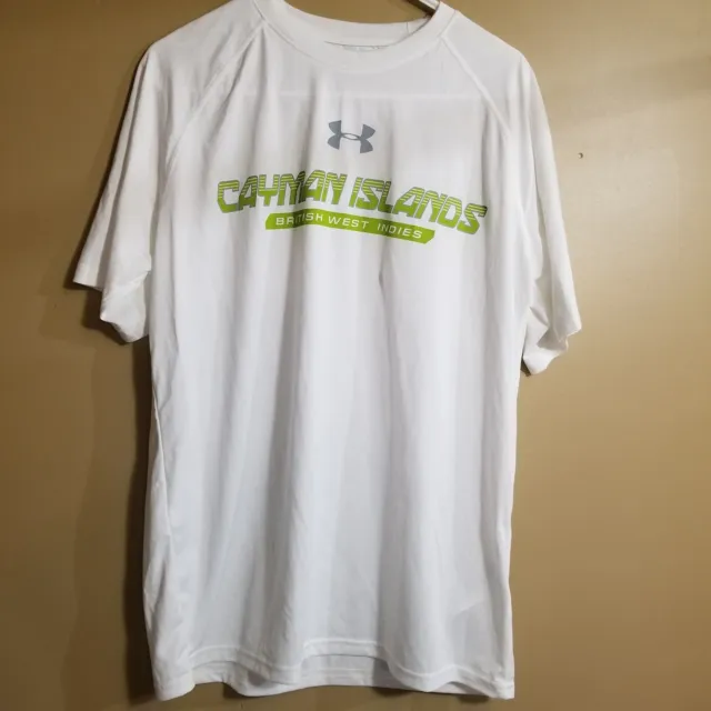 Under Armour Mens Heatgear T-Shirt Loose Fit Short Sleeve Graphic White T Size M