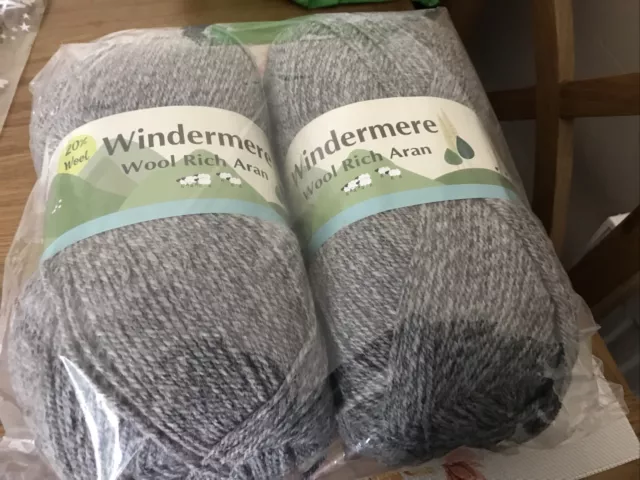 800grm Windermere Aran Wool Grey Marl