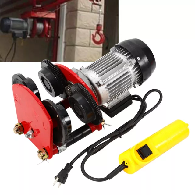 Electric Hoist Winch Lifting Engine Crane Cable Overhead Lift w/ Remote 2200 lbs