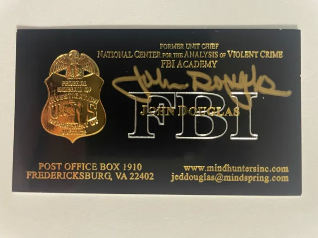 JOHN DOUGLAS signed Business Card FBI Profiler MINDHUNTER Netflix Rare COA LOOK!