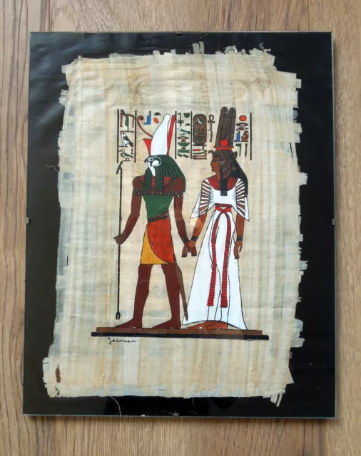 Papyrus Bild Ägypten Ca 23 x 32, Horus, mit Bilderrahmen