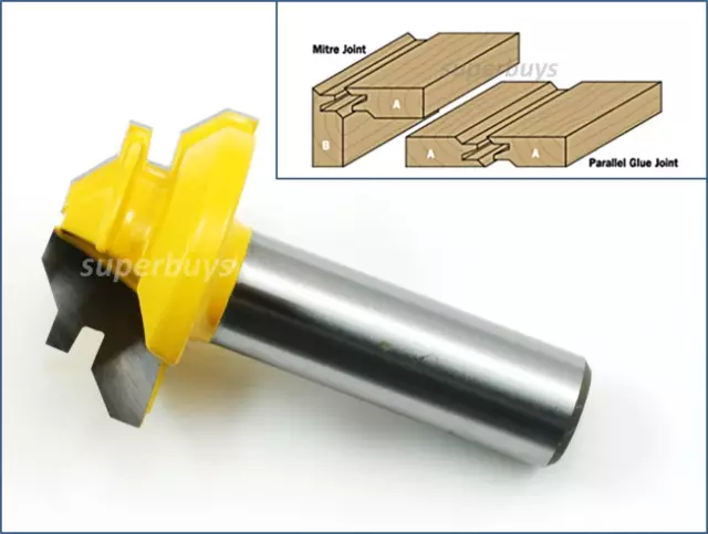 45 Degree Mitre Miter Lock Wood Clamp Joint Router Cutting Drill Bit Tool 1/2"