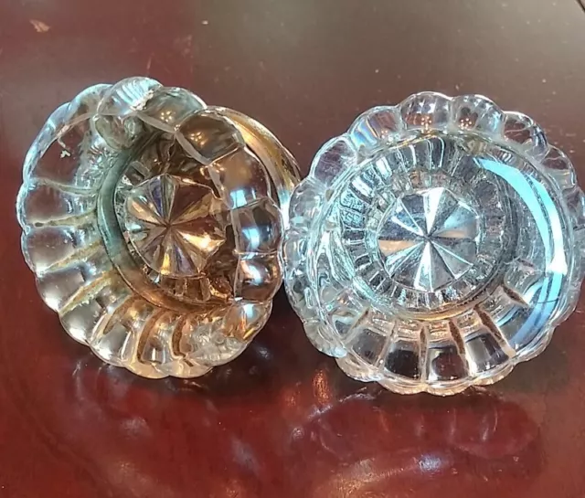Antique Mid Century Crystal Glass Door Knobs Only- Lot Of 2