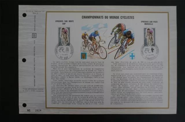 FRANCE CEF 1972 RAD-WM CYCLING RADFAHREN RADRENNEN ETB ERSTTAGSBLATT z1438