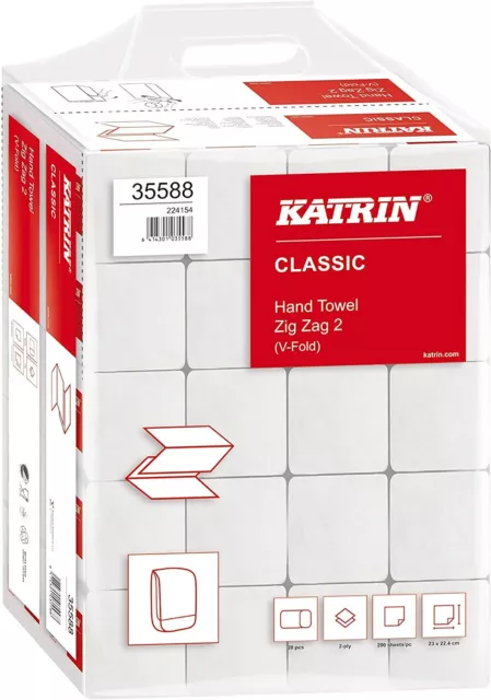 KATRIN® Papierhandtuch, CLASSIC Zig Zag 2, Tissue, 2lagig, V-Falzung, 4000 Stück