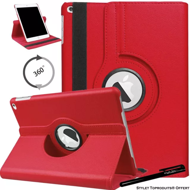 Housse Etui Rouge pour Apple iPad 10.2 2020 Coque avec Support Rotatif 360°