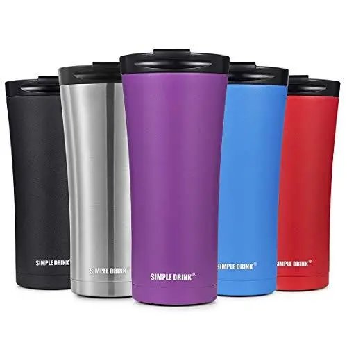 SIMPLE DRINK Insulated Coffee Travel Mug 16 oz | Sturdy Stainless Steel Tumbler
