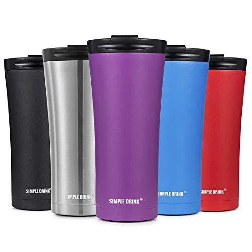 SIMPLE DRINK Insulated Coffee Travel Mug 16 oz | Sturdy Stainless Steel Tumbler