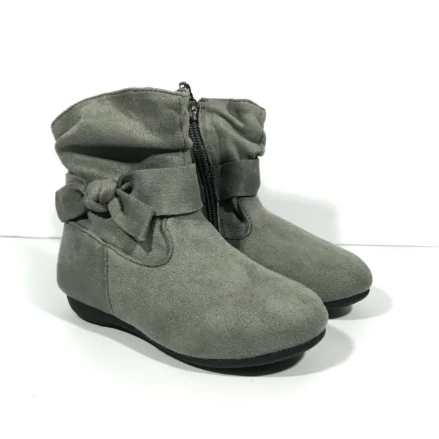 GIRLS FALL WINTER FASHION BOOTS gray faux suede side zipper TODDLER SIZE 7, 8, 9